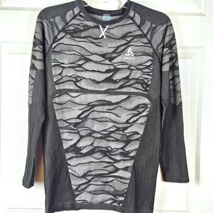 ODLO Blackcomb Eco Crew Neck Long-Sleeve Running Top XL Black Grey Train Cycling